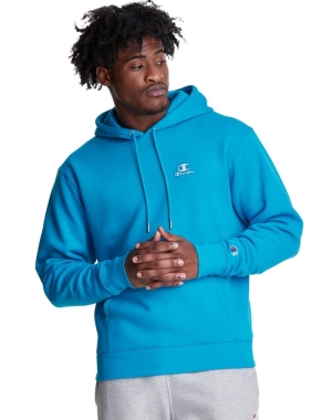 Blue Champion Classic Fleece Embroidered Applique Logo Men's Hoodie | UWJRZE935