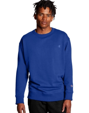 Blue Champion Powerblend Fleece Crew C Logo Men's Sweatshirts | TQAWSD081