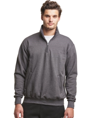 Dark Grey Champion Powerblend Fleece 1/4 Zip With Pockets Men's Sweatshirts | AYMDWP503