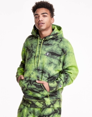 Green / Black Champion Galaxy Dye Embroidered C & Script Applique Men's Hoodie | FWIRMJ683