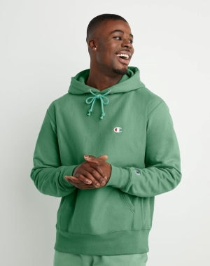 Green Champion Reverse Weave C Logo Men's Hoodie | KEVLHG029