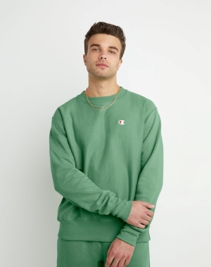Green Champion Reverse Weave Crew Men's Sweatshirts | ZDULTQ814