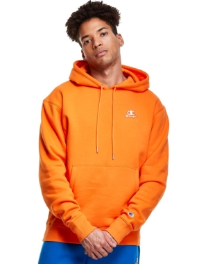Orange Champion Classic Fleece Embroidered Applique Logo Men's Hoodie | OQYHAW098