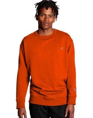 Orange Champion Powerblend Fleece Crew C Logo Men's Sweatshirts | ZYCXQW012