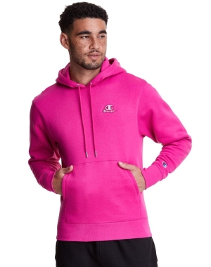 Pink Champion Classic Fleece Embroidered Applique Logo Men's Hoodie | UBPZON218