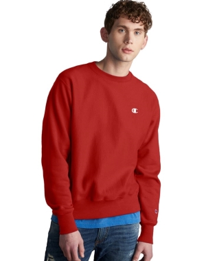 Red Champion Reverse Weave Crew Men's Sweatshirts | BNLEYX042
