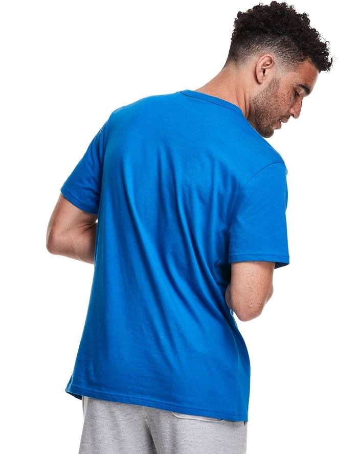 Blue Champion Lightweight Jersey C Logo Men's T-Shirts | KQPAIF297
