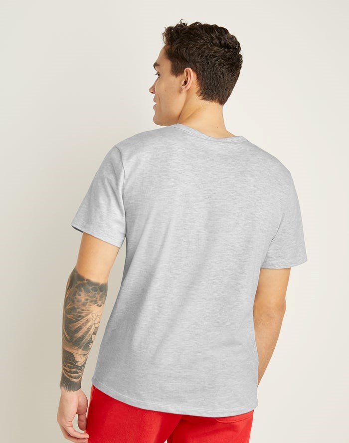 Grey Champion Lightweight Script Logo Men's T-Shirts | TGFYNP682