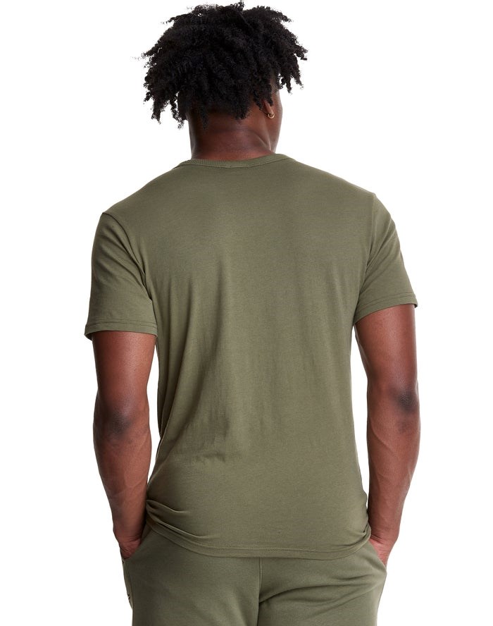 Olive Champion Lightweight C Logo Applique Men's T-Shirts | HCPZGT260
