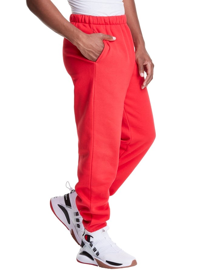 Red Champion Classic Fleece Embroidered Logo Men's Pants | YZRVCF342