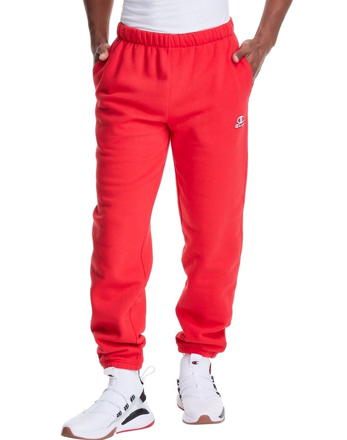 Red Champion Classic Fleece Embroidered Logo Men\'s Pants | YZRVCF342
